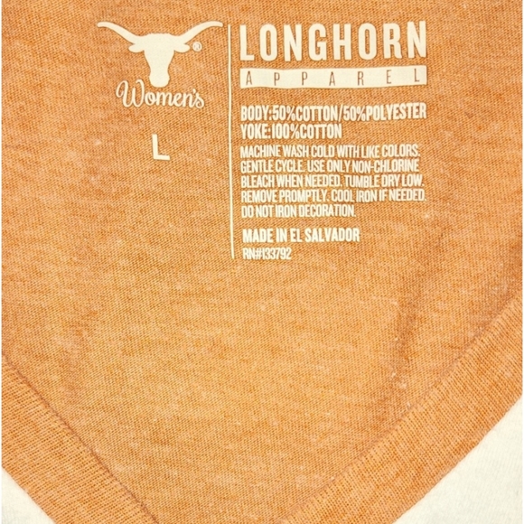 Longhorn T-Shirt Women Orange & White Hook 'Em Horns University of Texas UT - Picture 4 of 5